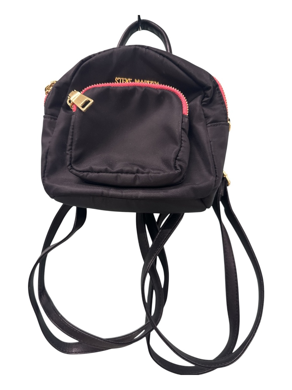 Steve Madden Black Mini Backpack with Pink Zippers